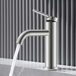 KENES Brushed Nickel Bathroom Faucet Single Hole Modern Bathroom Sink Faucet Single Handle Washroom Vanity Faucet Supply Lines Included, KE-9015