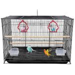 Aakriti Bird Metal Cage Best For Lovebird/Pet, Parrot, Parakeet, Budgie, Cockatiel Metal Cage Hammock Large Bird Metal Cage (Size: 23.5" Long, 16.5" Wide And 16" Height) Color May Vary