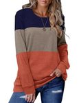 ELF QUEEN Womens Crewneck Sweatshirts Long Sleeve Shirts Loose Pullover Tops Shirts DBlueOrange Plus Size 3XL