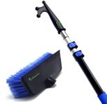 EVERSPROUT 5-to-12 Foot Boat Hook & Scrub Brush Kit (15-20 Foot Reach) | Soft-Bristle Deck Brush with Built-In Bumper Prevents Scratching | Durable Lightweight 3-Stage Extension Pole | Floating Design