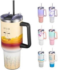 THILY Stainless Steel Vacuum Insulated Water Cup with Handle, 40 oz Travel Mug with Lid and Straw, Cupholder Friendly, Splash-Proof, Keep Drinks Cold or Hot, for Outdoor, Camping, Hiking, Adventure