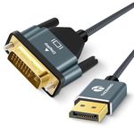 Thzzhnno DisplayPort to DVI Cable 6.6FT, Gold-Plated Display Port to DVI-d Nylon Braided Adapter Male to Male Cord Compatible with Computer, Desktop, Laptop, PC, Monitor, Projector