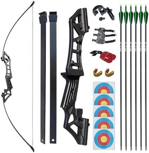 D&Q Tiro con l'arco Takedown Arco ricurvo e frecce Set per adulti Arco da caccia con arco lungo Mano destra per principianti Pratica tiro al bersaglio 30lbs 40lbs (40lbs)