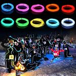 melndiea EL Wire 10 Pack-9.8ft Portable Neon Rope Lights Strip-Wearable Battery Pack Body Light-360°Illumination-Super Bright-Cuttable-DIY Halloween Christmas Festival Party Bar Cosplay Costume