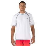 Speedo Men's Uv Swim Shirt Short-Sleeve Loose Fit Easy Tee White