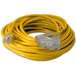 75 ft - 12 Gauge Heavy Duty 3-Outlet Lighted SJTW Indoor/Outdoor Yellow Extension Cord by Watt's Wire - 75' 12-Gauge Grounded 15-Amp Power-Cord (75 Foot 12-Awg Yellow)