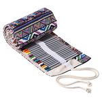 BTSKY® Canvas Pencil Roll Wrap 108 Slot-Adult Coloring Pencil Holder Organizer for Colored Pencils, NO Pencils (108 Slots Bohemian)