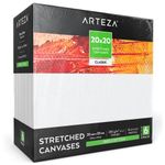 Arteza 20 x 20cm Stretched Square Canvas for Painting, 6 pc, 100% Cotton and Primed with Acid-Free Titanium Acrylic Gesso, for Professional Artists & Hobby Painters, Acrylic Pouring & Painting, White