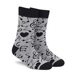 DYNAMOCKS Socks for MEN and WOMEN - (Pack of 1 | Crew Length | Material: Combed Cotton | Multicolour | Size: Free (UK 7-12)) (Music)