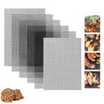 LxcshLjx 6Pcs BBQ Grill Mesh Mat, 15.7 x 13In Non-Stick Barbecue Grilling Mat, Heavy Duty Reusable Heat Resistant Cooking Mesh Mat, Outdoor Grill Sheet Liners for Smoker, Gas, Charcoal, Electric Grill