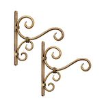 Craftize Mstore Metal Wall Brackets Hanging Planter Hooks For Bird Feeders Wind Chimes Lantern Outdoor Indoor Home Decor Balcony, Golden Color (Classic-2)