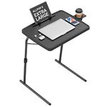 X TV Tray Table, Allpop Large TV Dinner Tray for Eating, Adjustable Folding Laptop Table with Book Stand, Cup Holder & Tablet Slot on Couch & Bed, Black