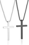 Romass 2 Pcs Cross Necklace for Men