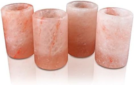Himalayan Secrets Set of 4 Himalayan Tequila Shot Glass Set - 100% Edible Hand Carved Himalayan Crystal Salt - 3" Tall