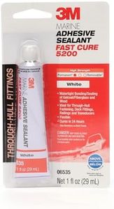 3M Marine Adhesive Sealant Fast Cure 5200 (06535) Permanent Bonding and Sealing for Boats and RVs Above and Below the Waterline Waterproof Repair, White, 1 fl oz Tube