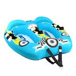 Watersports Inflatable Towable Booster Tube - Two Person Water Boating Float Tow Raft, Inflatable Pull Boats/Tubes/Towables w/Dual Seats, PVC Bladder, Foam Pad, Nylon Handles