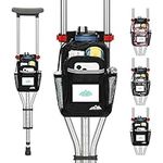 supregear Crutch Bag, Large Capacity Crutch Accessories Storage Pouch Organizer Bag with Drink Holder and Multiple Pockets, Universal Waterproof Crutches Bag, Underarm Crutches Attachment for Seniors