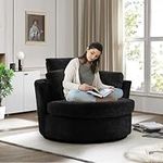 JEEOHEY Swivel Barrel Chair,40'' W 