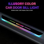 4Pcs LED Car Door Sill Light Car Door Sill Plate Welcome Pedal Atmosphere Light