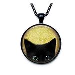 Black Cat Necklace - Peeking Black Cat Pendant - Cute Black Cat Jewelry, Cat-2