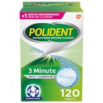 Polident 3 Minute Triple Mint Antibacterial Denture Cleanser Effervescent Tablets, 120 count