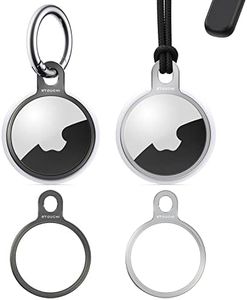 2 Packs AirTag Holder Key Ring, Stouchi Aluminium Invisible Slim Keychain Case for AirTags 2nd Gen (2026) & 1st Gen Finder Items iPhone Dogs, Keys, Backpacks Air Tag Accessories