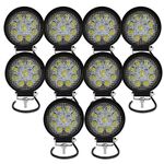 AUXTINGS 10 Pcs 4 inch 27W Flood Round LED Work Light Bar Off road Trucks SUV Driving Fog Lights