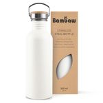 Bambaw Water Bottle 16 oz Stainless Steel, White Water Bottle for School, Non Insulated Water Bottle, Stainless Steel Water Bottle Dishwasher Safe, Metal Water Bottle Small Size – Polar White