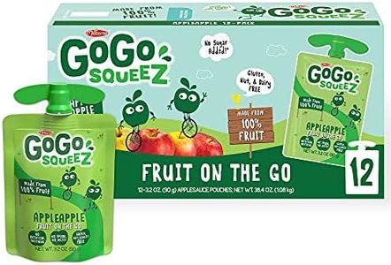 GoGo squeeZ Fruit on the Go, Apple Apple, 3.2 oz (Pack of 12), Unsweetened Fruit Snacks for Kids, Gluten Free, Nut Free and Dairy Free, Recloseable Cap, BPA Free Pouches