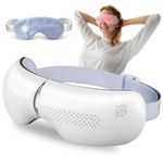 Premium Eye Massager with Heat & Cooling Gel Mask Heated Eye Massager for Migraine w Bluetooth & White Noise Massaging Mask for Tension & Stress Relief, Birthday Gift