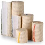 Hook and Loop Closure Elastic Bandage Wraps - Premium Variety Pack of 4, 2 3 4 6 inch x 5 Yards per Roll - Latex Free Reusable Compression Stretch Roll for First Aid, Medical, Sports Injury Recovery