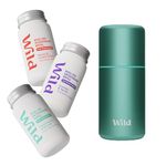 Wild Refillable Antiperspirant Roll On Deodorant Starter Kit with 72 Hour Odour & Sweat Protection - Aqua Case with Honey & Cactus Flower, Cotton & Sea Salt and Coconut & Vanilla Refills - 90% Natural