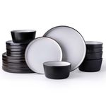 AmorArc Stoneware Dinnerware Sets of 6, Modern Plates and Bowls Sets,Chip and Crack Resistant | Dishwasher & Microwave Safe Ceramic Dishes Set,Service for 6 (18pc)-Speckled Matte Black, ADW041BK-18