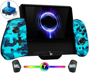 Switch Handheld Controller for Nintendo Switch Joycon Replacement, Camo-Blue Switch Joypad Controller with Hall Effect Joysticks, Ergonomic One Piece Controles Customizable with Adjustable RGB, Turbo, Mapping