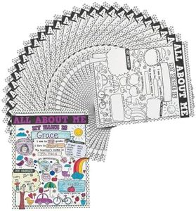 Fun Express All About Me Poster - 30 Color-Me Activities - Kids Educational Posters, Preschool, Student of the Week and Elementary Classroom