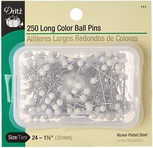 Dritz 111 Color Ball Pins, Long, 1-1/2-Inch (250-Count),White