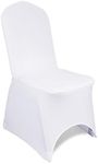 WedDecor Spandex White Chair Cover Stretch Fabric Removable Washable Protective Chair Slipcovers For Weddings Banquets Ceremony Hotel Dining Parties Decor, 10pcs