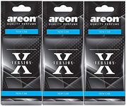 AREON X Version Car Air Freshener New Car Smell Scent Rear View Mirror Hanging Black Blue Set Multi Pack of 3