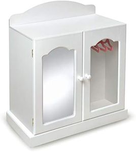 Badger Basket Mirrored Doll Armoire for 3 Years and Up, with 3 Baskets & 3 Hangers (fits 18 inch Dolls), White