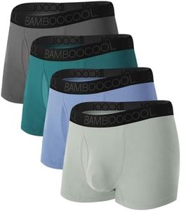 BAMBOO COOL Mens Trunks Underwear Performance Breathable Mesh Fly Zone Moisture-Wicking(4 Pack)