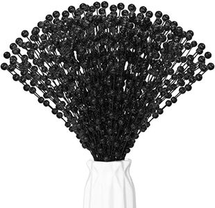 200 Pieces Christmas Berries Artificial Stems Christmas Tree Decorations Fake Christmas Picks for Home Glitter Sticks DIY Wreath Crafts Fireplace Holiday Christmas Decor 13.8 Inches (Black)