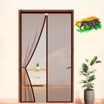 LifeKrafts Polyester Magnetic Mosquito Net for Door | Mosquito Curtain for All Door Types & Sizes | Auto-Closing Insect Screen to Keep Mosquito Out (200x90 CM, Brown)