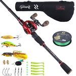 Sougayilang Baitcaster Combo Telescopic Fishing Rod and Reel Combo, Ultra Light Baitcasting Fishing Reel for Travel Saltwater Freshwater with Lures-7ft & Right Handle Reel with Bag