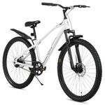 Lifelong Cycle for Men&Women 27.5 T with Dual Disc Brake-Single Speed MTB Bike-Bicycle with Front Suspension Fork-Mountain Bike Ideal for 15 Years + Adults Height 5 Ft 5 Inches (White),18 Inches