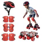 Cockatoo Tenacity Adjustable Roller Skates Set For Kids, Skating Shoes For Kids 5-8 Years,Protective Gear Set Skates/Helmet/Knee/Elbow&Wrist Guard, Safety Kit For Skateboarding,Skating,Cycling&Other-S