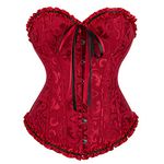 WLFFW Vintage Corsets for Women Floral Lace up Bustier Top (UK(12-14) XL, Wine Red)