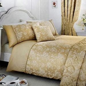 Serene - Jazmín - Juego de Funda de edredón de fácil Cuidado | Tamaño King | Ropa de Cama de Oro champán