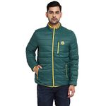 Royal Enfield Men Nylon Versible Quilted Down Standard Length Jacket Forest Green/Yellow,X-Large