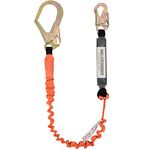 WELKFORDER Single Leg 6-Foot Fall Protection Shock Absorber Stretch Safety Lanyard with Snap & Rebar Hook Connectors ANSI Z359.13-2013 Complaint