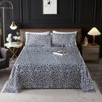 KaceMoo Satin Sheets Queen Size, Silk Sheets Soft Luxury Satin Bed Sheets, Cooling Silky Satin Sheet Set - 4 PCS Deep Pocket Silk Sheet Set, Breathable, Wrinkle-Free, Stain Resistant - Grey Leopard